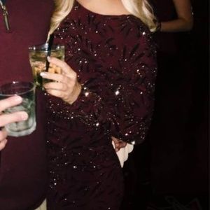 Sparkly Maroon Party Dress
